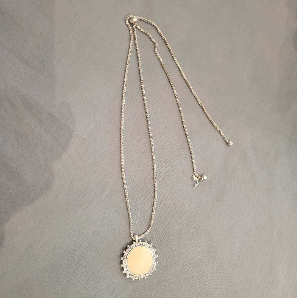 Silver Braided Adjustable Chain Necklace with Double-sided Pendant